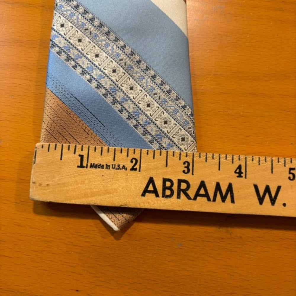 VTG 80 Club Four Hundred Anderson Little Necktie Light Blue Brown Striped Tie 3" - Picture 5 of 5